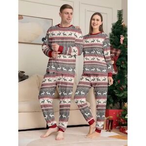 PJ Place Family Adult Fair Isle Elk Moose Reindeer Thermal Pajama Set Size XXL